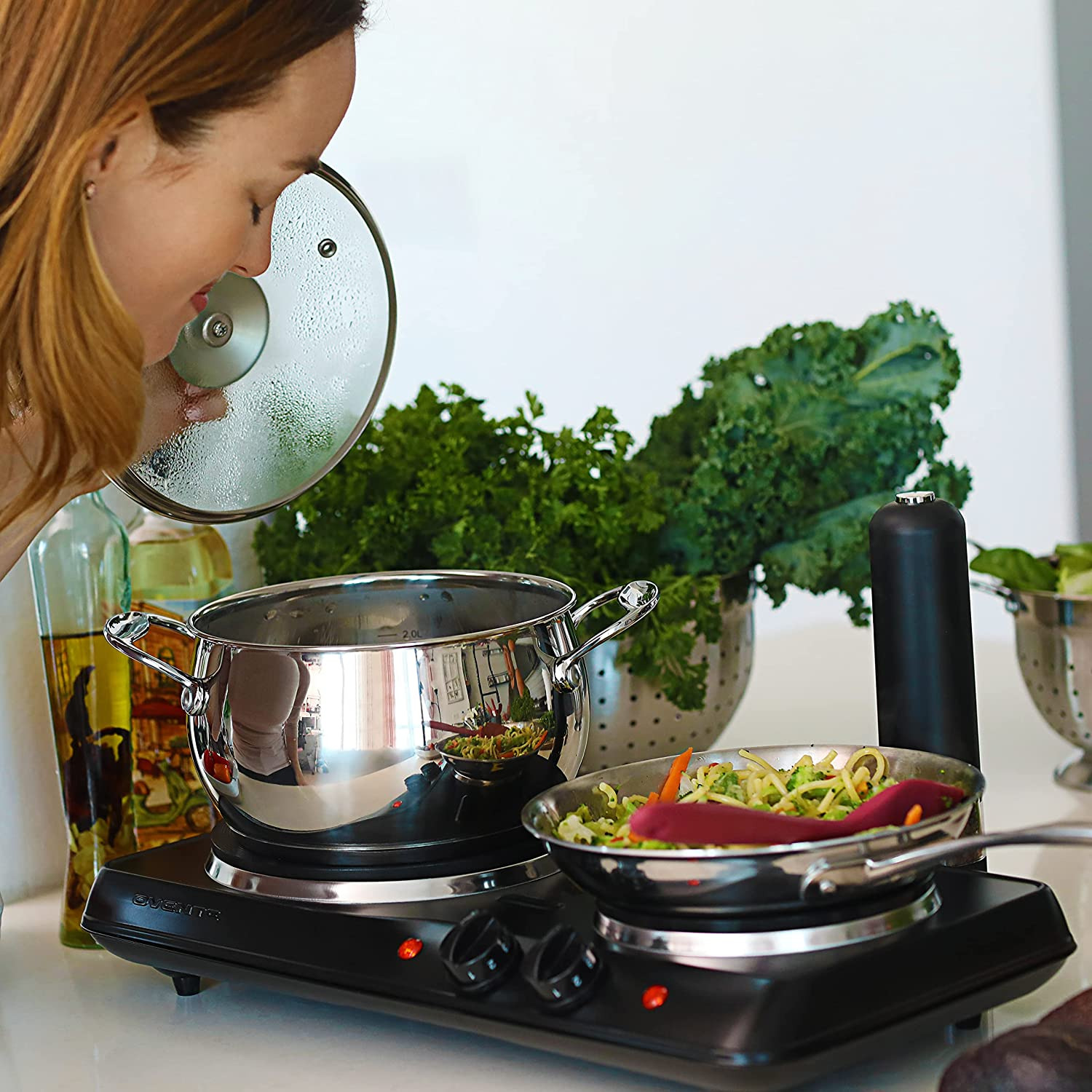 Estufas Electricas de 2 Hornillas Para Cocina CastIron Estufa Electrica Portatil - Fresh Stock Dated December 2025