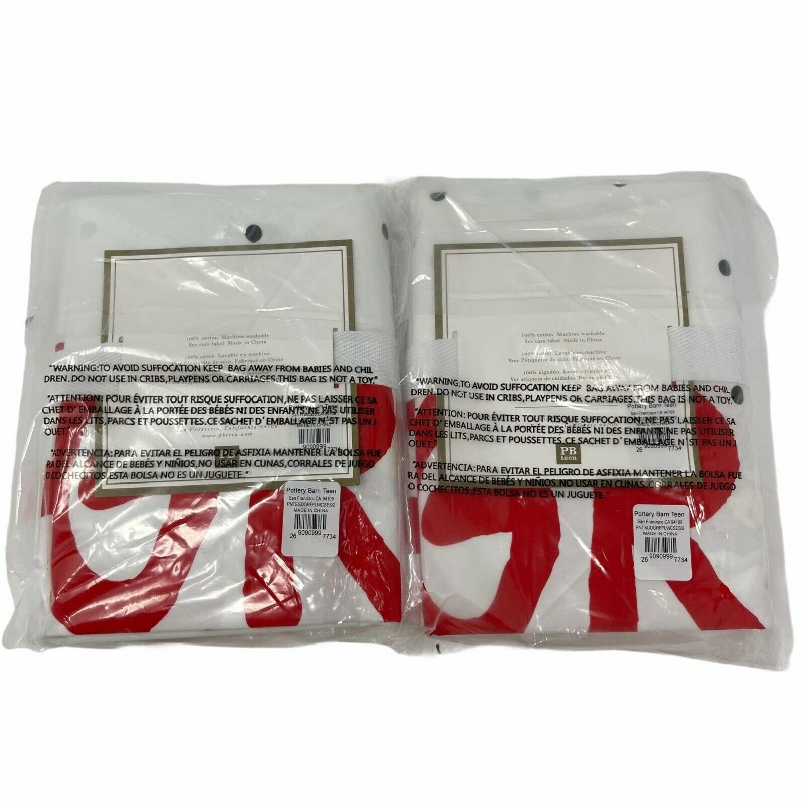 Pottery Barn Teen NWT Peanuts Good Grief Pillow Cases Standard Set of 2 Cotton - Fresh Stock Dated December 2025