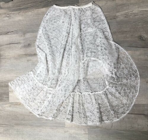 Vintage 80s Skirt White Lace Maxi Sheer Like-a-Virgin  Easy Access of California - Fresh Stock Dated March 2026
