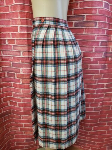VTG ILGWU classics by variety Sportswear Wrap Plaid Skirt Sz 8 WAIST 22