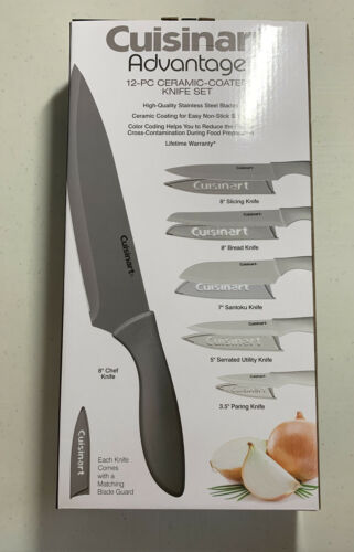 Cuisinart Advantage 12-Piece Gray Knife Set with Blade Guards C55-12PCG - Fresh Stock Dated December 2025