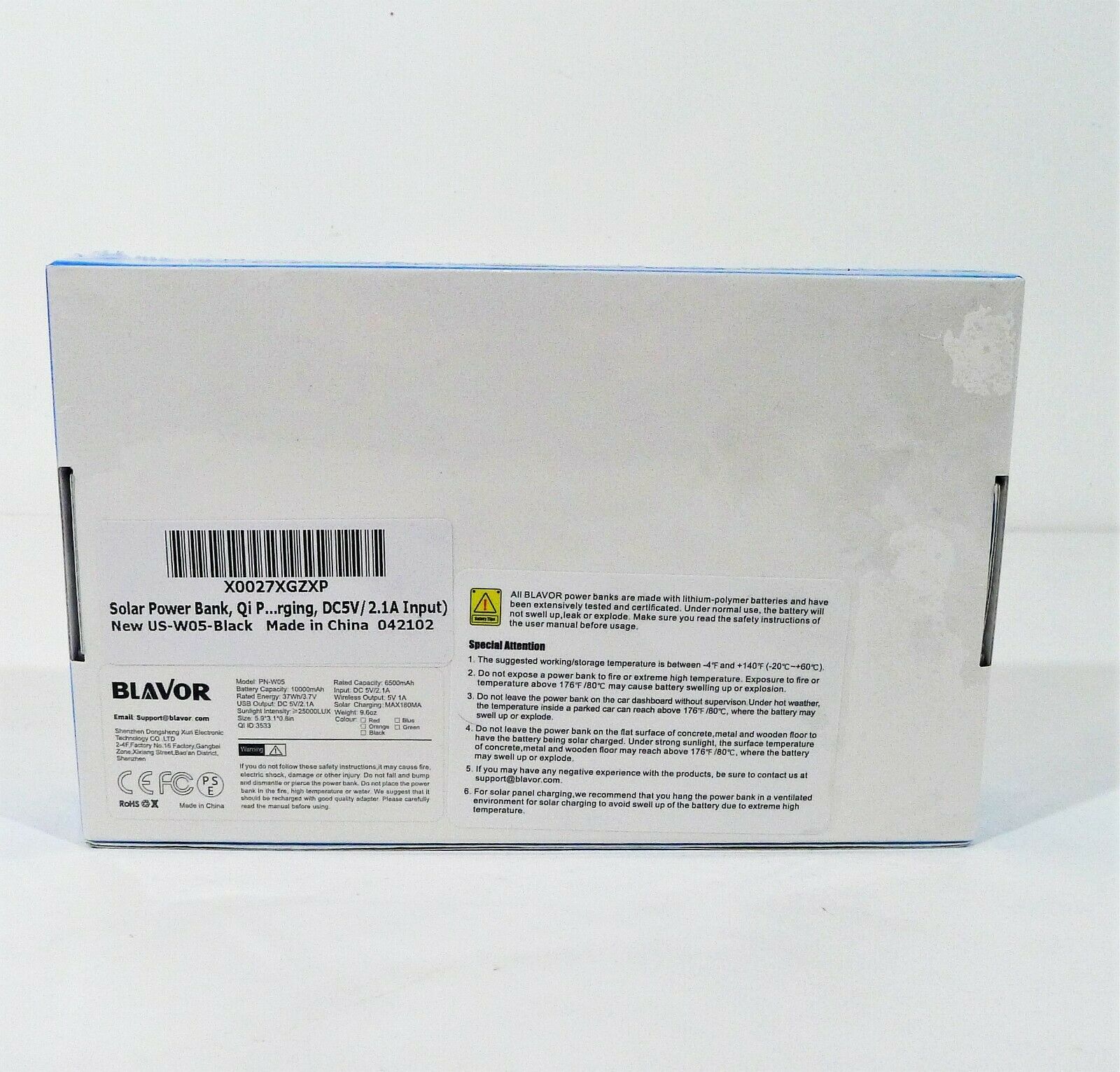 Solar Power Bank Qi Portable Charger 10,000mAh External Battery Pack PN-W05 NEW - Fresh Stock Dated December 2025