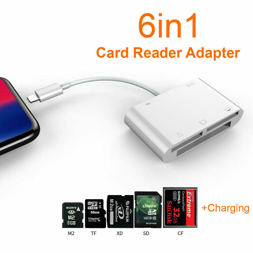 6in1 USB Memory Card Reader For iPad iPhone XR X 8 iOS 12 Camera Connection Kit - Fresh Stock Dated February 2026