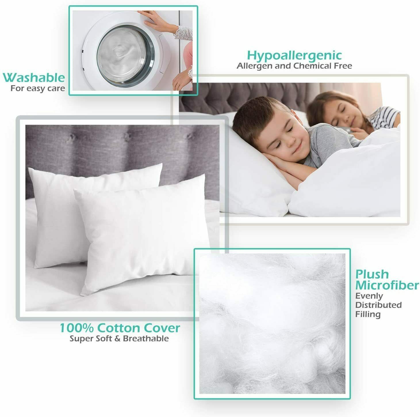 Toddler Pillow for Sleeping Hypoallergenic Cotton Cover Machine Washable - Fresh Stock Dated December 2025