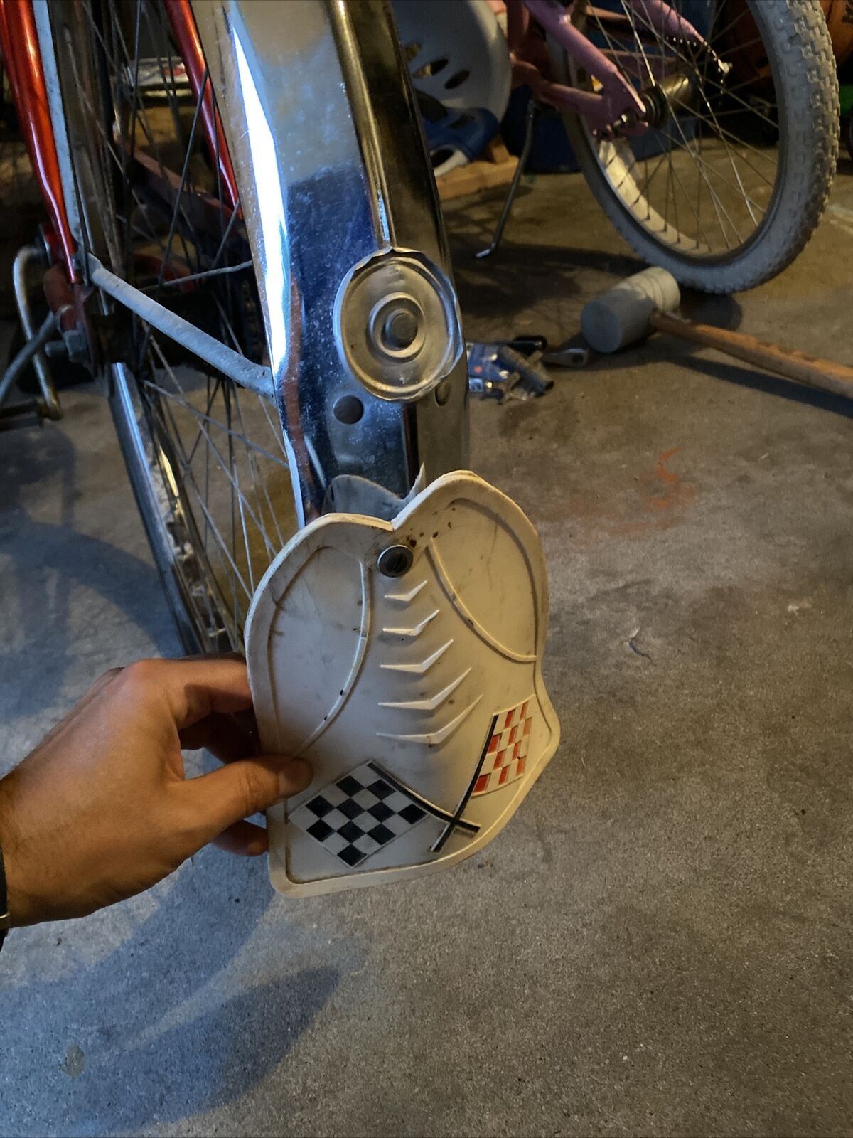 Vintage Bicycle Mud Flap Checkered Flags Racer Bike Moto Schwinn AMF - Fresh Stock Dated February 2026