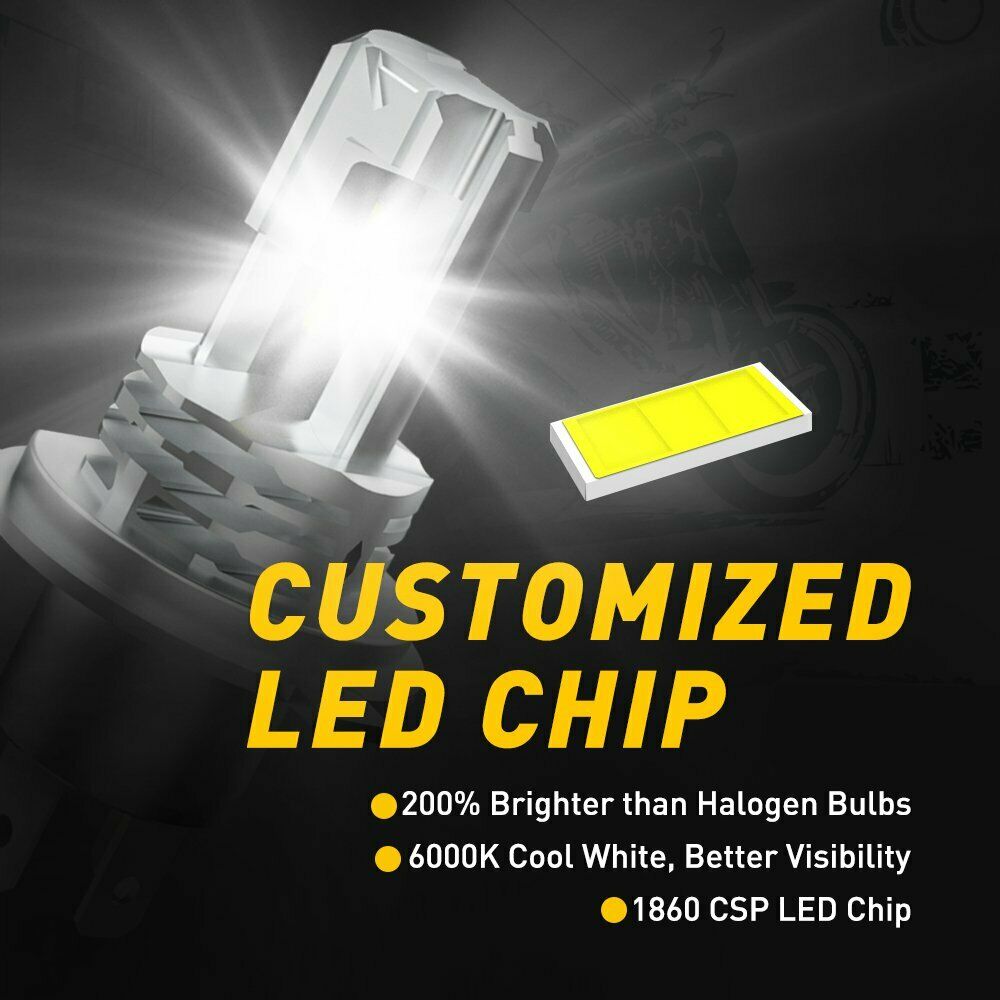 H4 9003 LED Motorcycle Headlight Bulb High Low Beam 6000K High Power HID White - Fresh Stock Dated February 2026