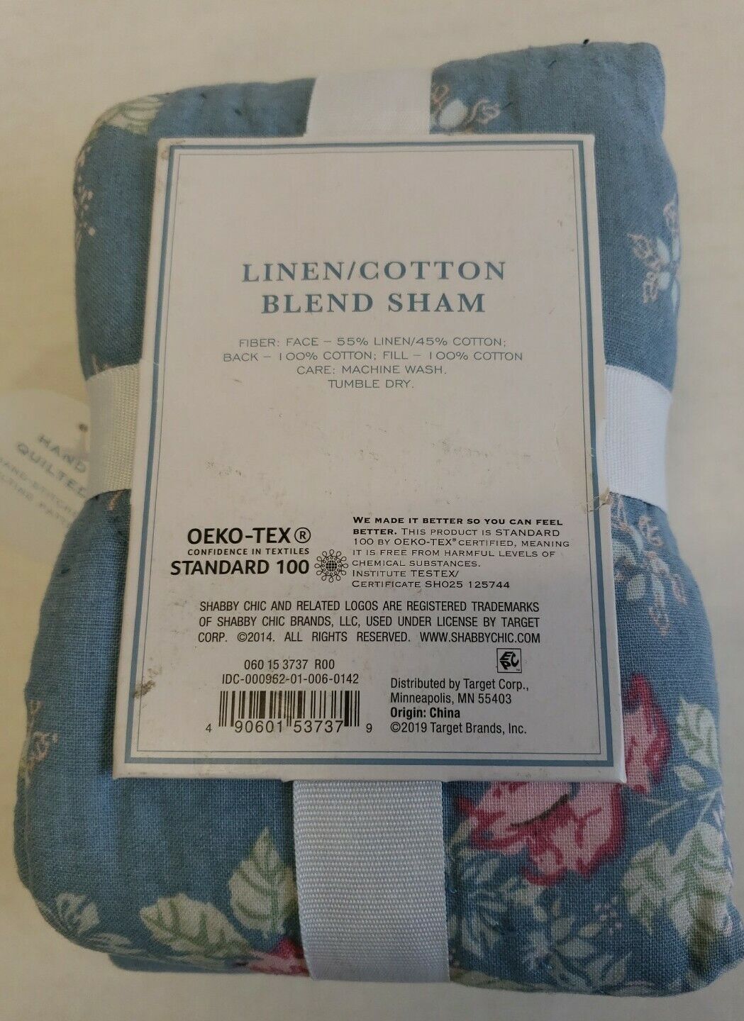 Simply Shabby Chic Lily Rose Blue Quilted Pillow Sham, Standard NEW - Fresh Stock Dated February 2026