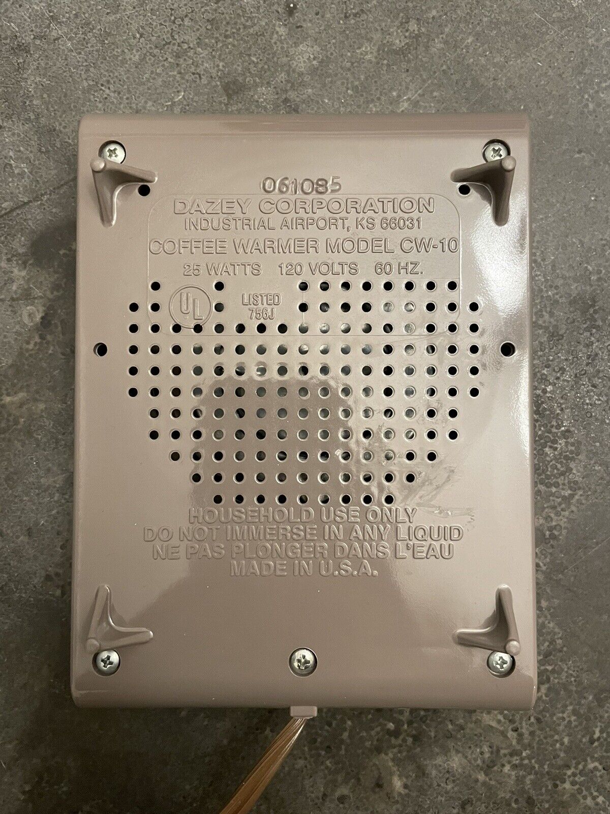 Vintage Dazey 25 Watt Coffee  Tea Soup Cup Mug Beverage Warmer CW-10 Made in USA - Fresh Stock Dated February 2026