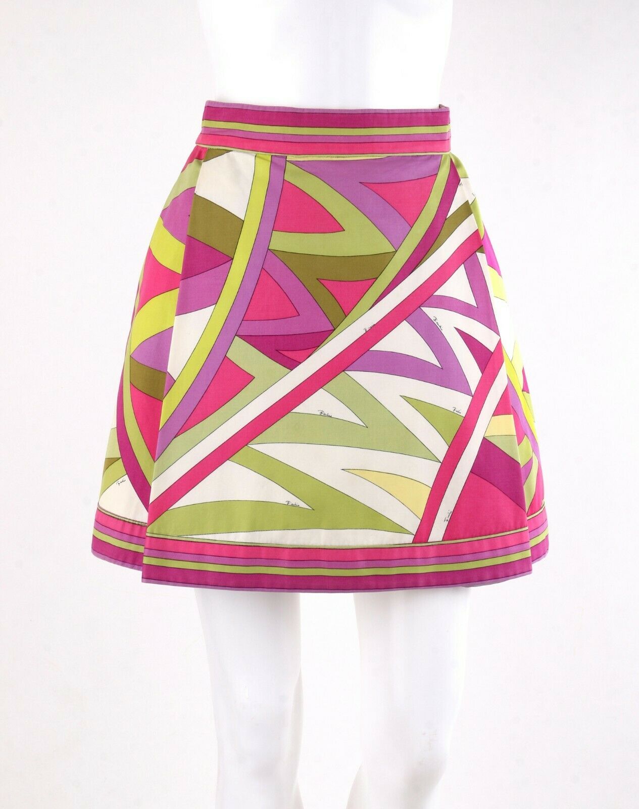 EMILIO PUCCI c.1969 “Arcate” Signature Print Pink Op Art A-Line Mini Skirt - Fresh Stock Dated February 2026