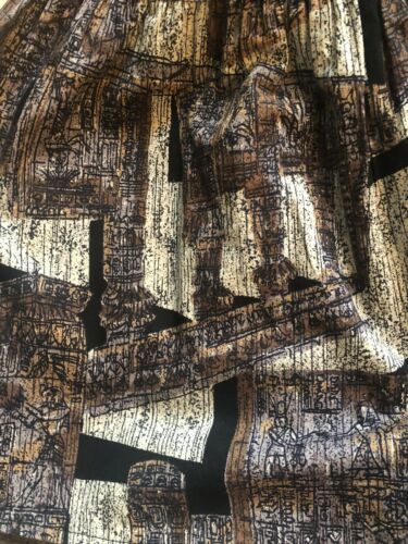 1950s Full Tiered Circle Skirt Cotton Egyptian Novelty Print Vintage Tiki Style - Fresh Stock Dated December 2025