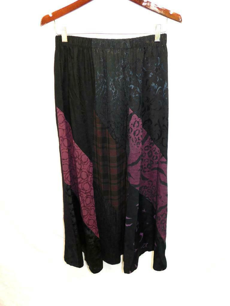Vintage 80s XS S Donna Jessica Black Red Leopard Maxi Skirt Patchwork A Line - Fresh Stock Dated March 2026