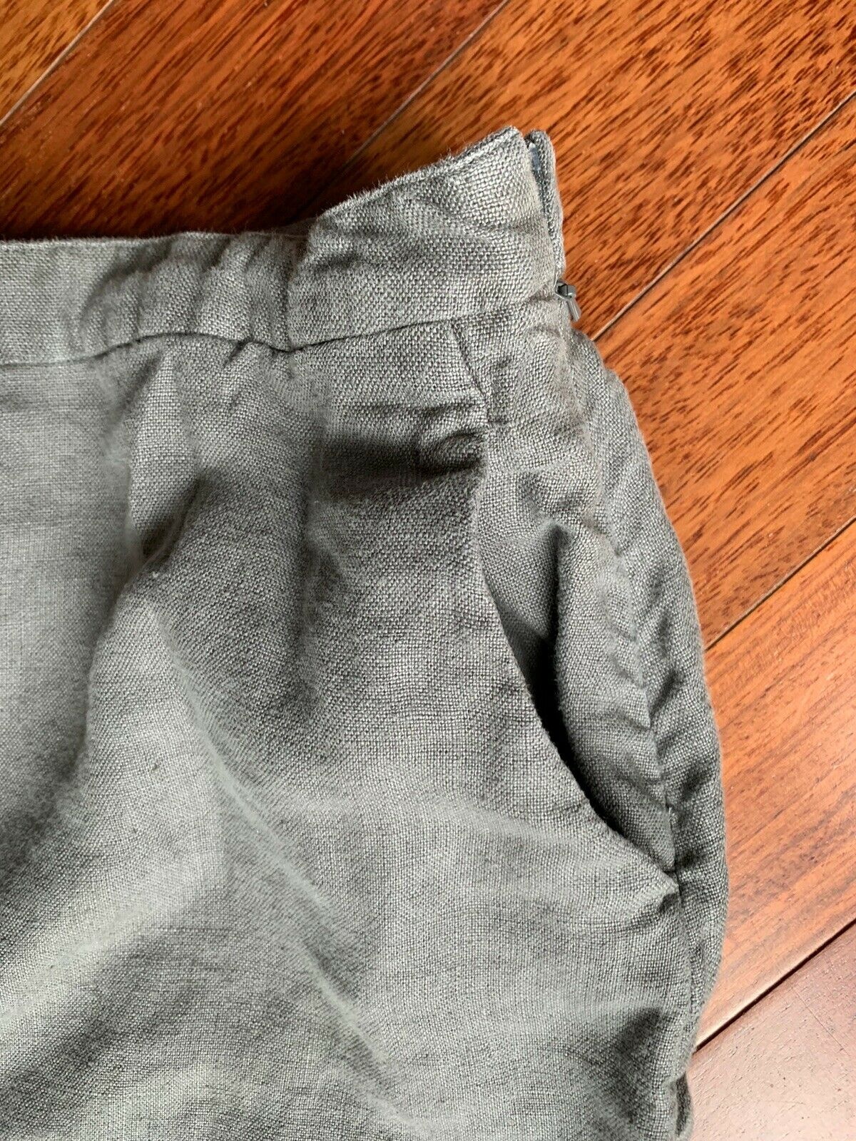 Vintage Y2K 100% Linen Skirt Minimalist Grey Midi w/ Pockets Banana Republic 8 M - Fresh Stock Dated February 2026