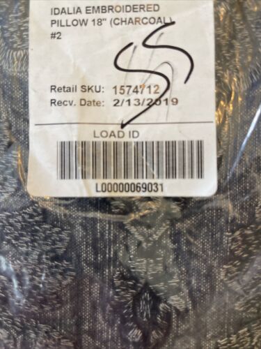 Pottery Barn Idalia Floral Embroidered Pillow Cover - 18x18 - Charcoal - RARE - Fresh Stock Dated December 2025