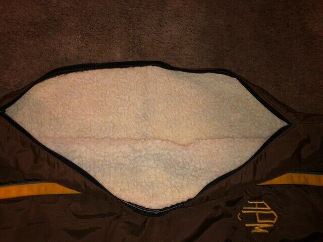 BROWN & GOLD FLEECE LINED ENGLISH SADDLE BAG CARRIER COVER 28 X 42 WITH HANDLE - Fresh Stock Dated December 2025