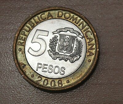 2008 Dominican Republic 5 Pesos Bi-Metallic - Fresh Stock Dated February 2026