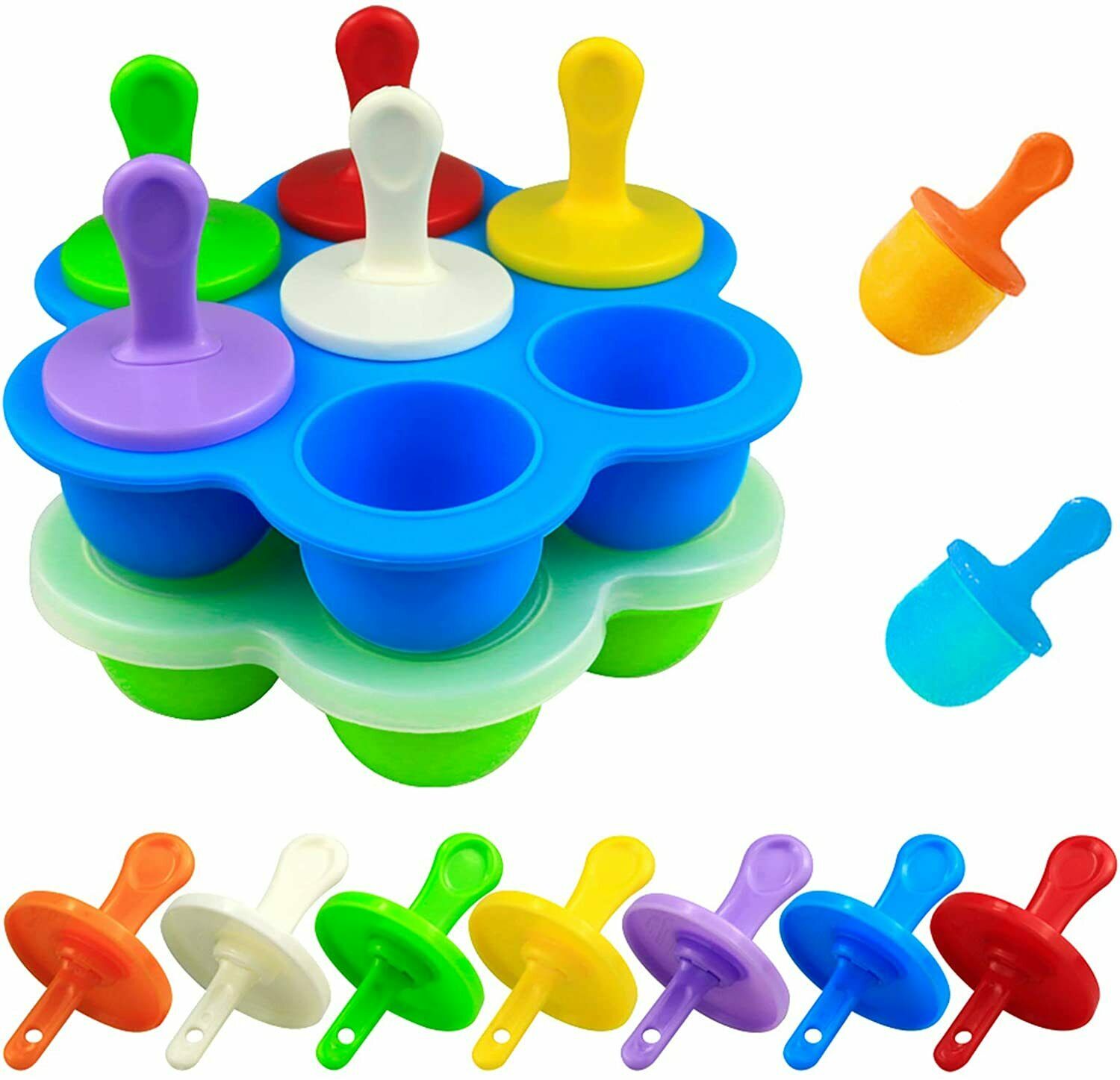 2 Pack Silicone Popsicle Maker Molds- 7-cavity Mini DIY Ice Pop Mold With - Fresh Stock Dated December 2025