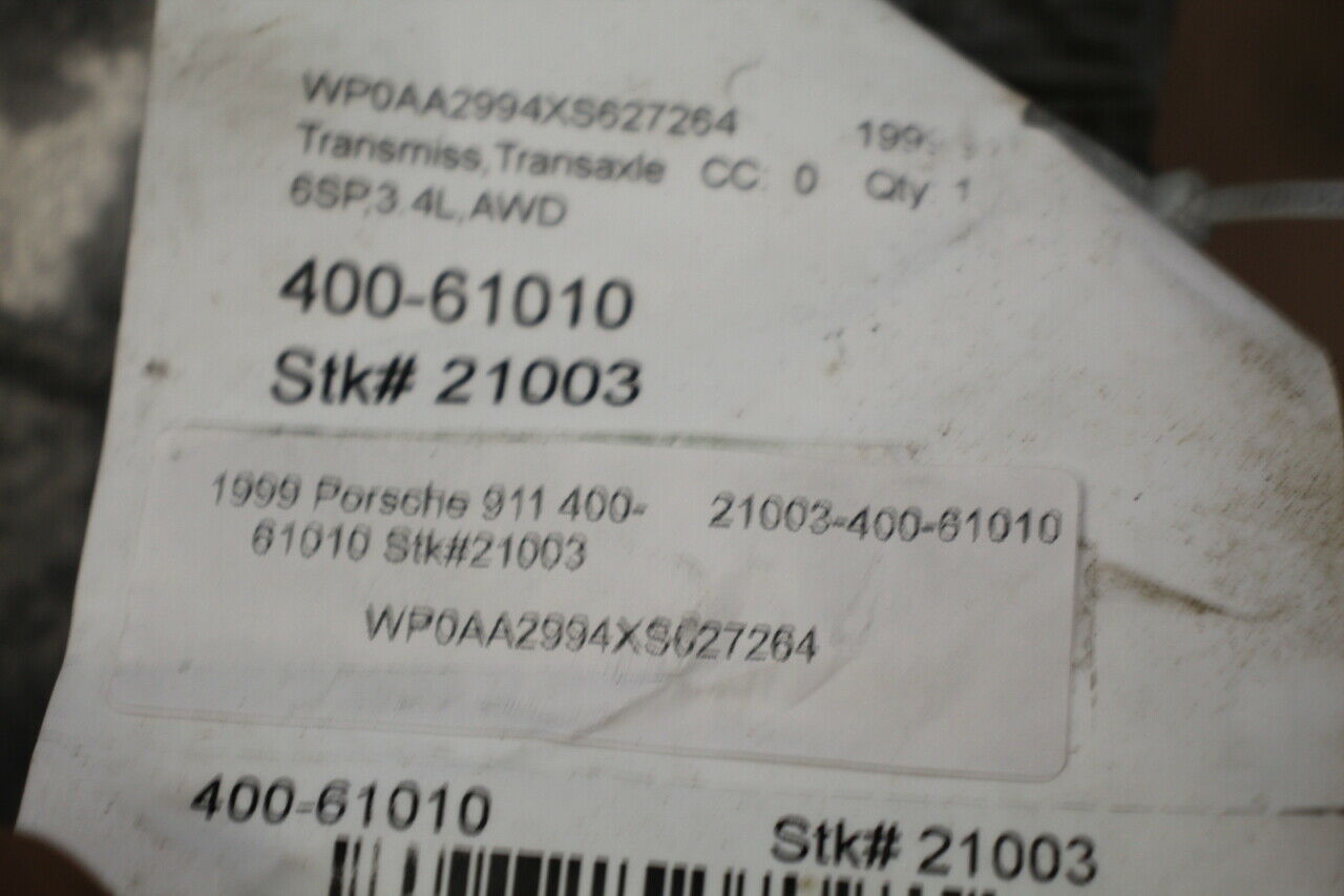 1999 2000 2001 Porsche 911 996 Carrera 4 6 Speed Transmission Stk#21003 - Fresh Stock Dated February 2026