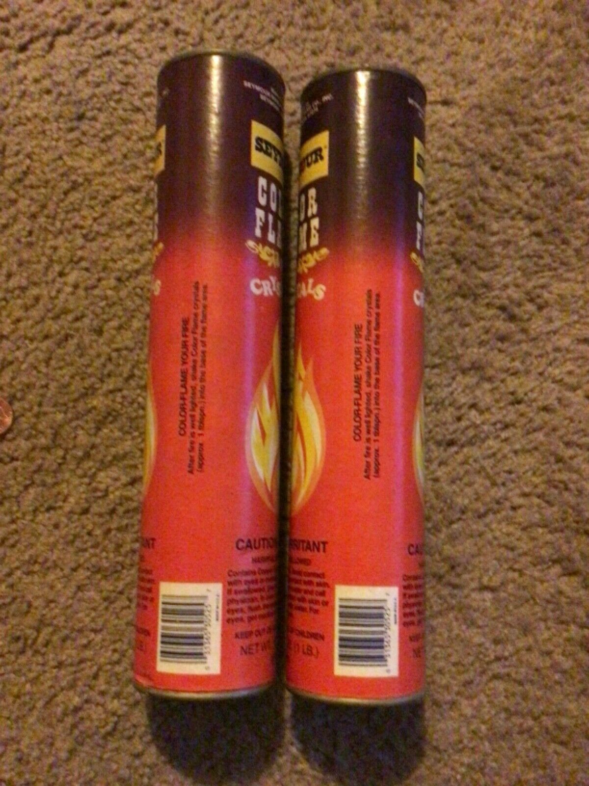2 vintage cans of Seymour color flame crystals NEVER OPENED NEVER USED - Fresh Stock Dated December 2025