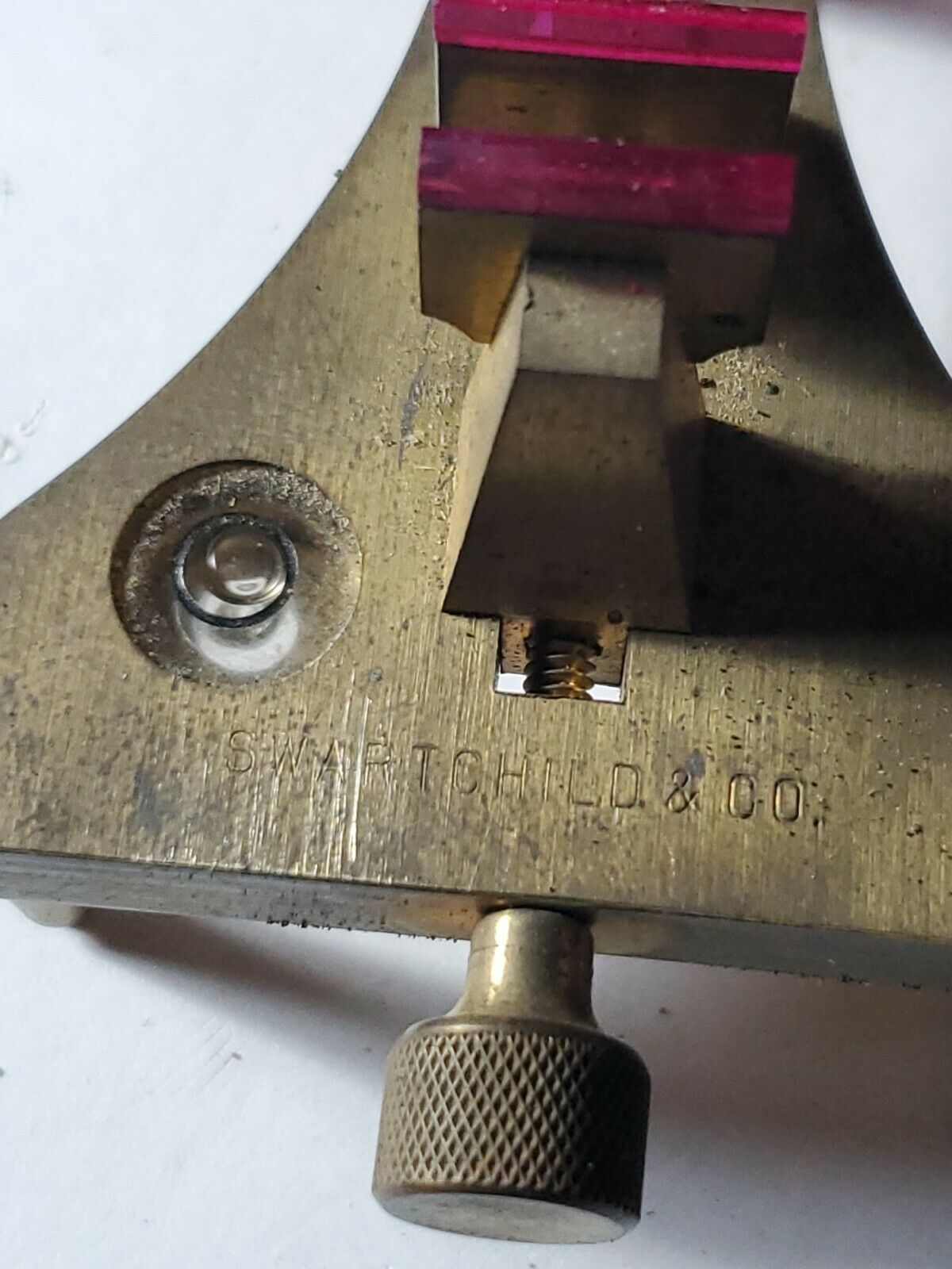 vintage antique watchmakers balance poising tool swartchild w/sight Level, ruby - Fresh Stock Dated February 2026