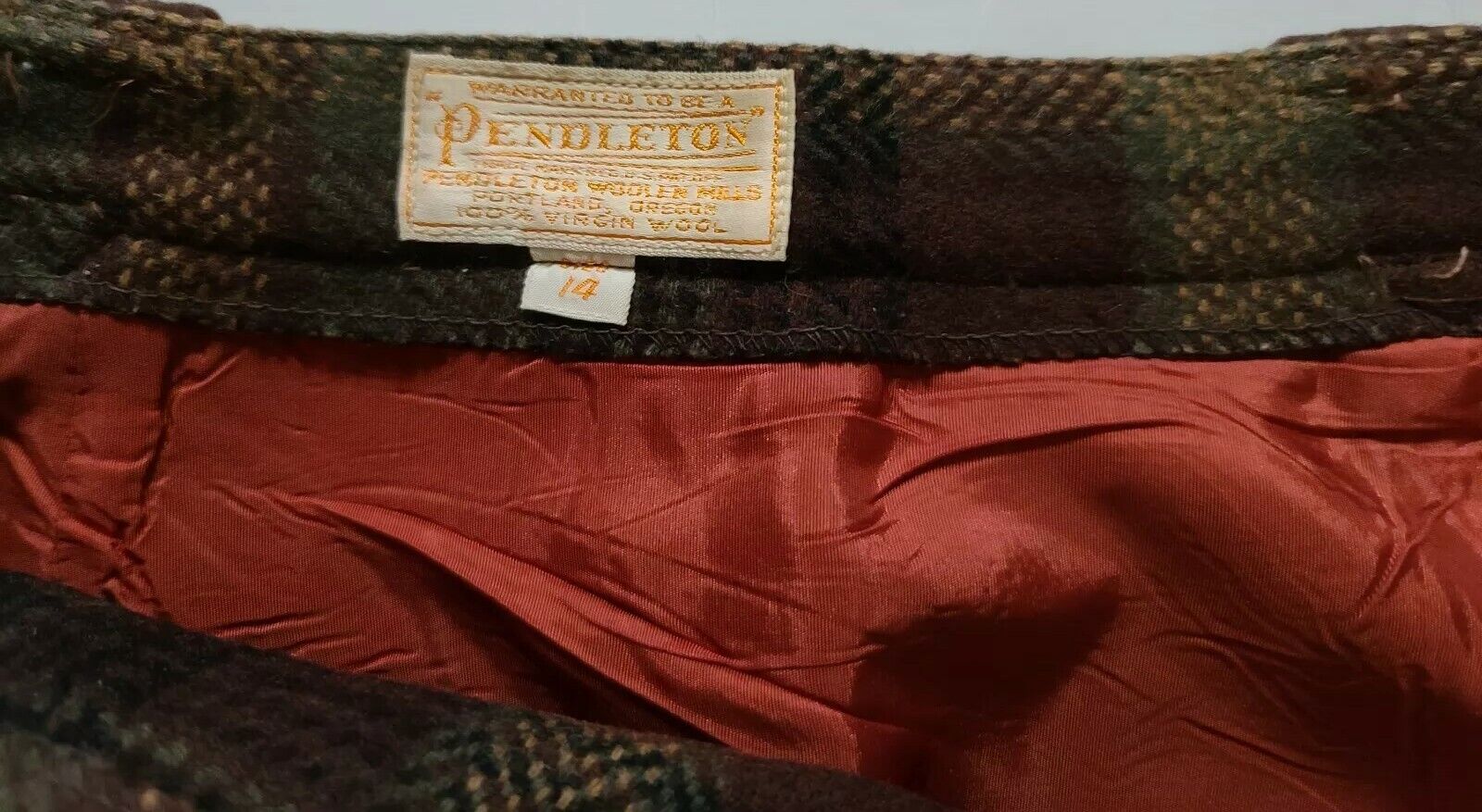 Vtg Pendleton skirt plaid tartan Small Wool brown green black sash belt 14 - Fresh Stock Dated March 2026