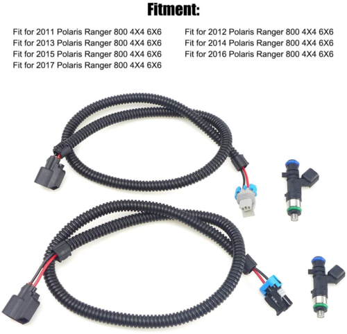 Fuel Injectors w/Gray Black Pto Mag Plug Wiring Harness for 2011-2017 Polaris - Fresh Stock Dated February 2026