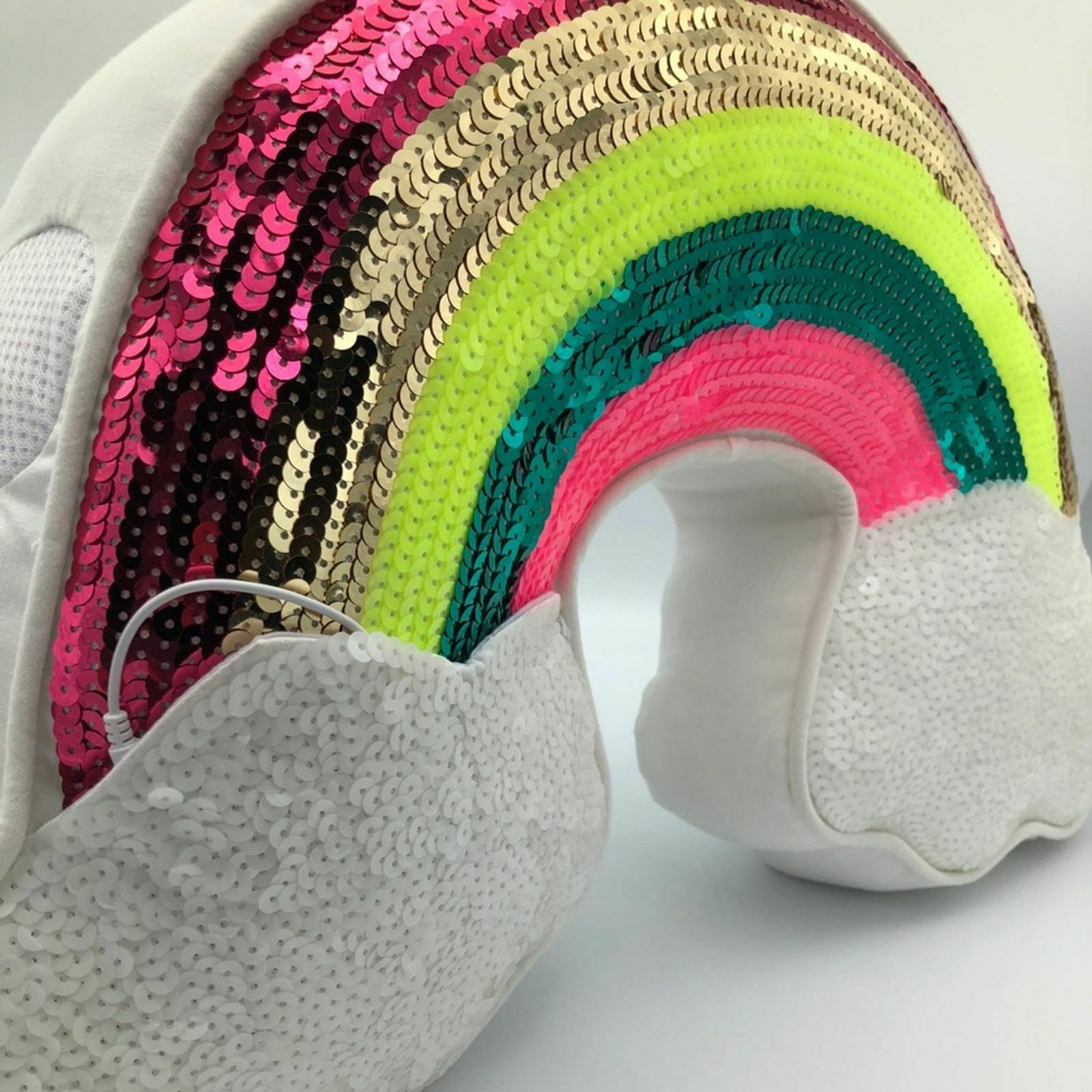 PB Teen Pottery Barn Teen Plush Rocking Rainbow Sequin Pillow Speakers Aux Cord - Fresh Stock Dated December 2025