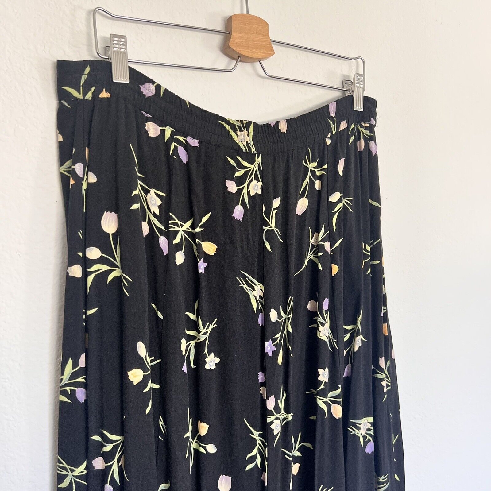 Vintage Fitting Imagine Plus Size Women’s Black Floral Midi Skirt Button Front - Fresh Stock Dated March 2026