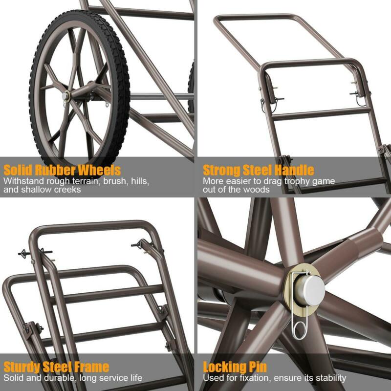 Outdoor Deer Cart 500lb Game Hauler Utility Gear Dolly Hunting Accessories Black - Fresh Stock Dated December 2025