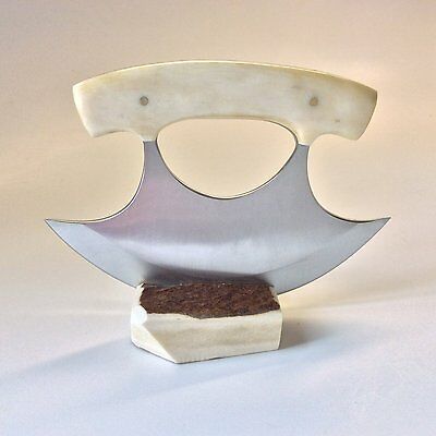 Bone Handle Ulu Knife w/ Genuine Quality Leather Sheath - Fresh Stock Dated December 2025