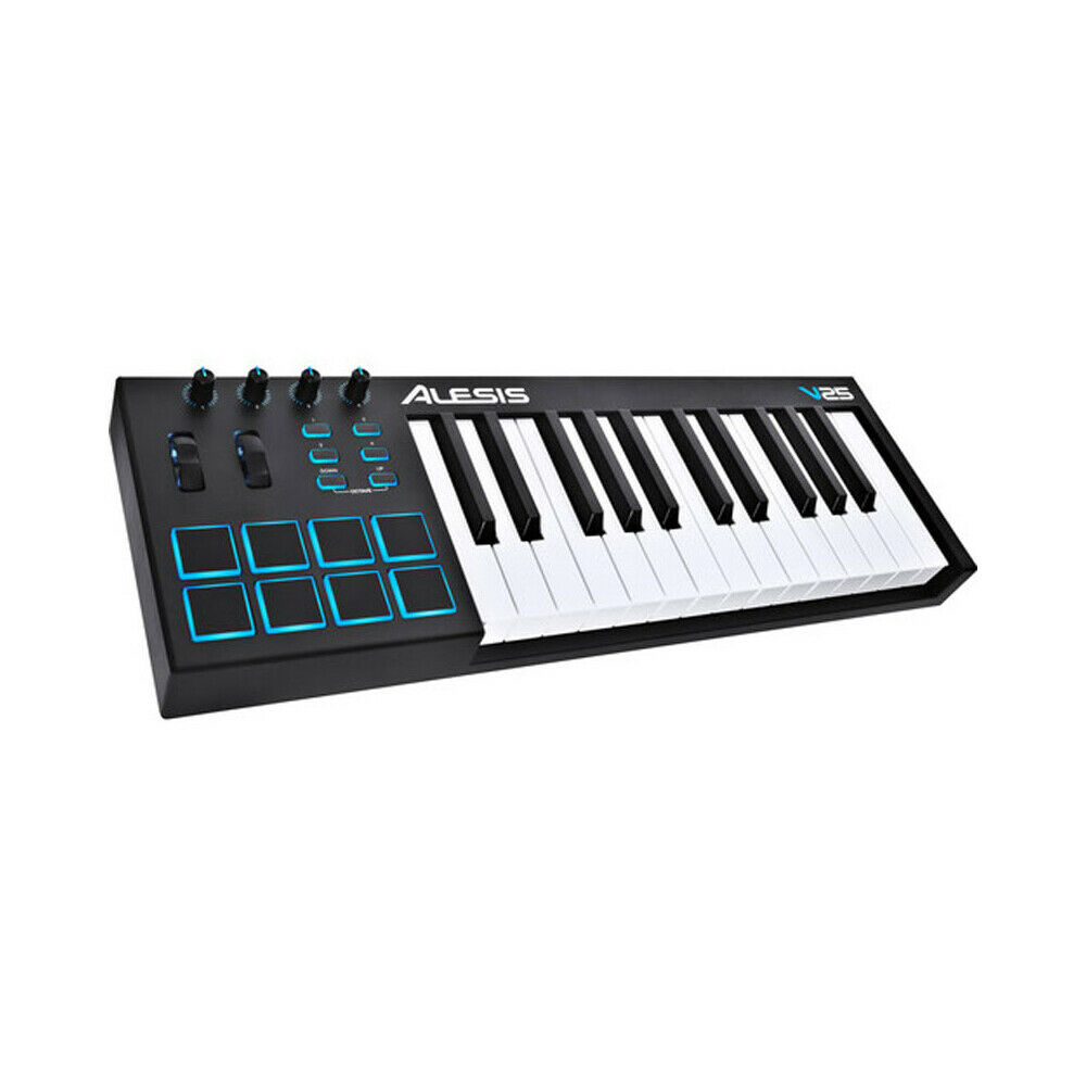 Alesis V25 | 25-Key USB MIDI Keyboard & Drum Pad Controller + 4-Port USB 2.0 Hu - Fresh Stock Dated February 2026