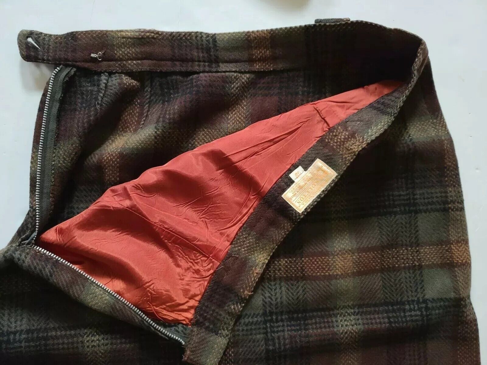 Vtg Pendleton skirt plaid tartan Small Wool brown green black sash belt 14 - Fresh Stock Dated March 2026