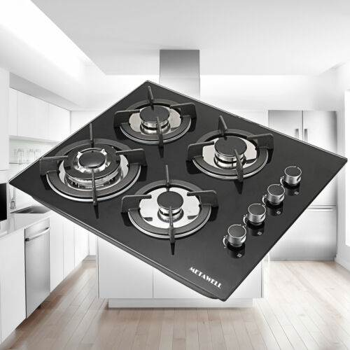 23.6'' Tempered Glass 4 Burner (2.75-3 KW) Gas Stove Kitchen Cooktops Cooker Hob - Fresh Stock Dated December 2025