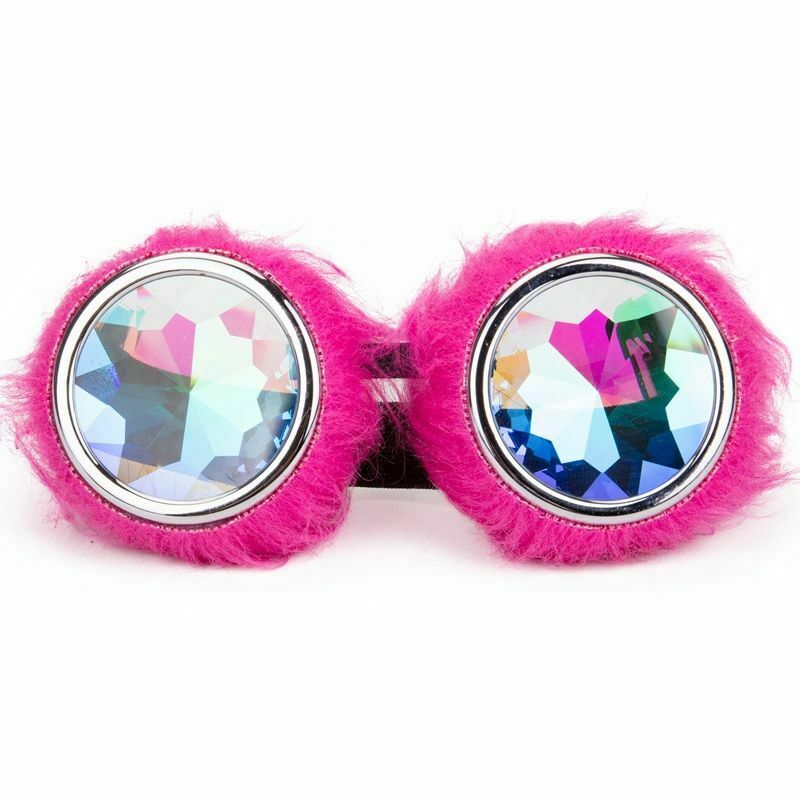 Kaleidoscope Lens Rave Festival Party EDM Glasses Cosplay Vintage Hairy Goggles - Fresh Stock Dated February 2026