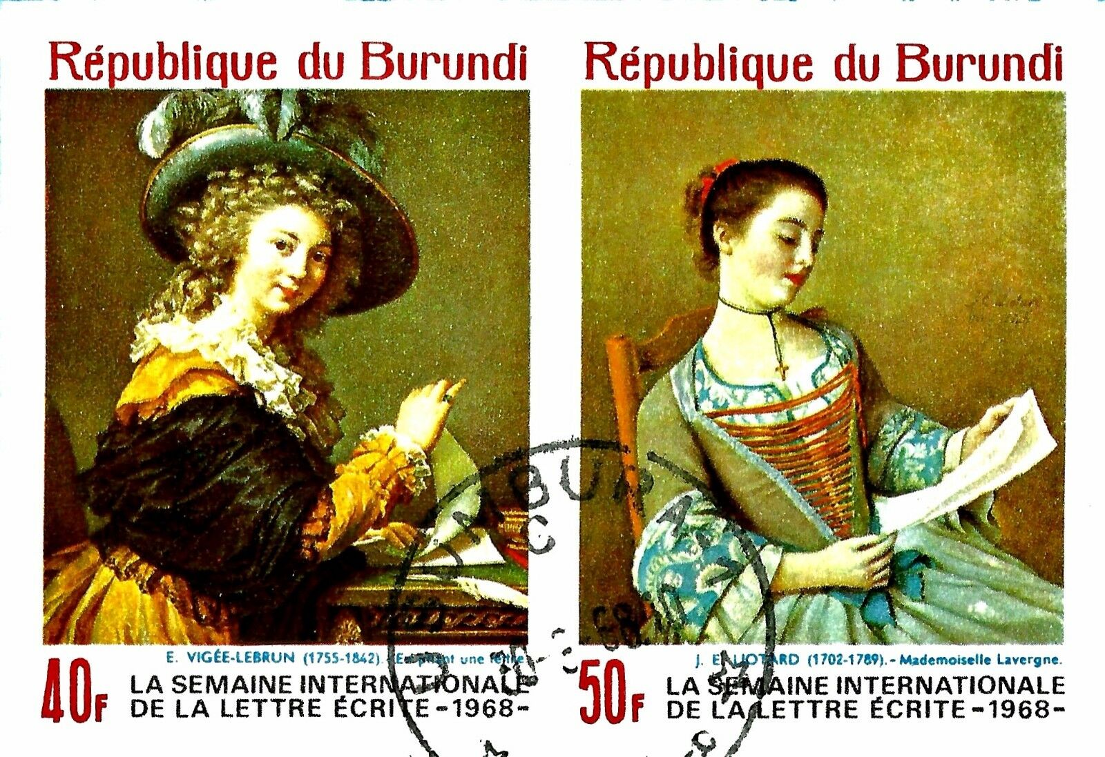 BURUNDI, PAINTINGS, WOMEN WITH LETTERS, INTERNATIONAL WEEK OF THE LETTER 1968 - Fresh Stock Dated December 2025
