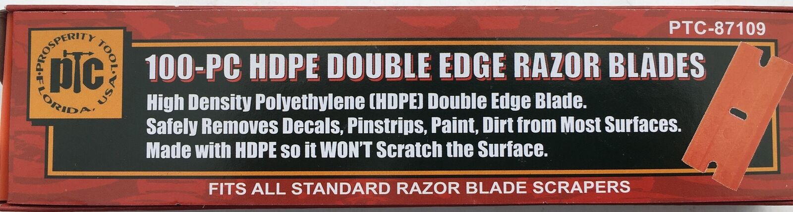 100 Pcs Plastic Double Edged Razor Blades & 2 Pc Scraper Decal Remover - Fresh Stock Dated February 2026