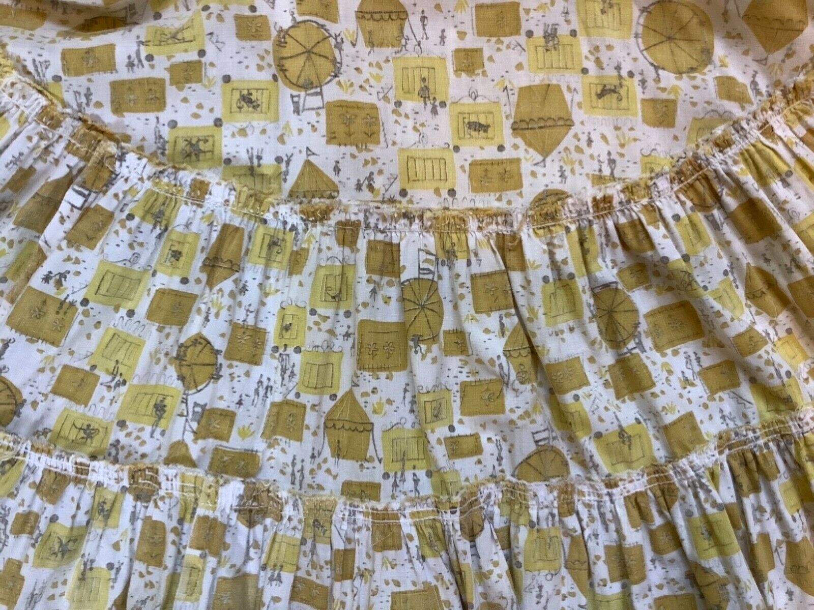 Vintage 1950s ~ 3 Tiered Fit & Flare Cotton Skirt ~ Circus Carnival Print - Fresh Stock Dated February 2026