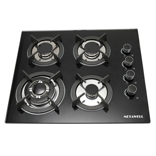 23.6'' Tempered Glass 4 Burner (2.75-3 KW) Gas Stove Kitchen Cooktops Cooker Hob - Fresh Stock Dated December 2025