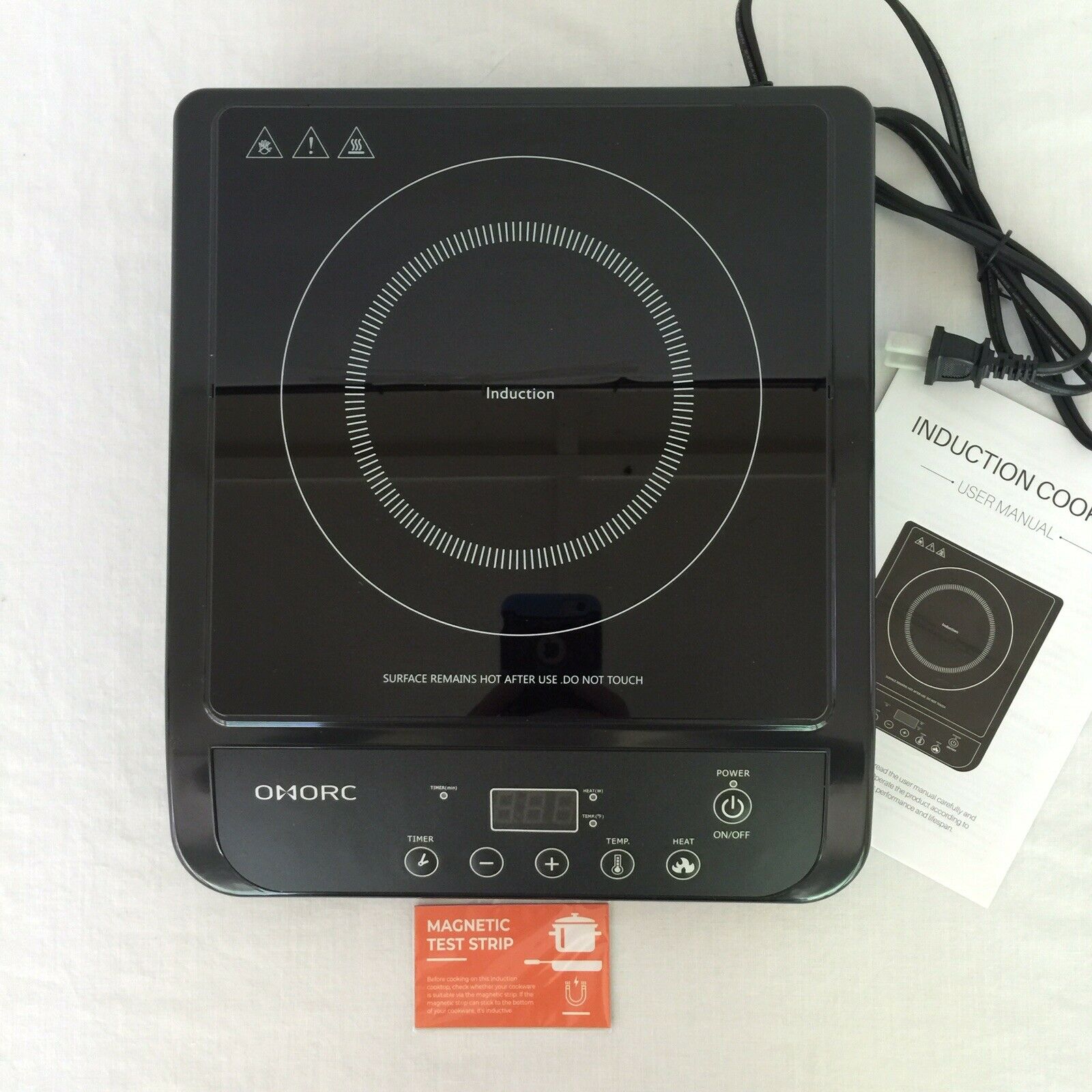 OMORC Portable Induction Cooktop Touch-Control Countertop Burner 10 Power Levels - Fresh Stock Dated December 2025