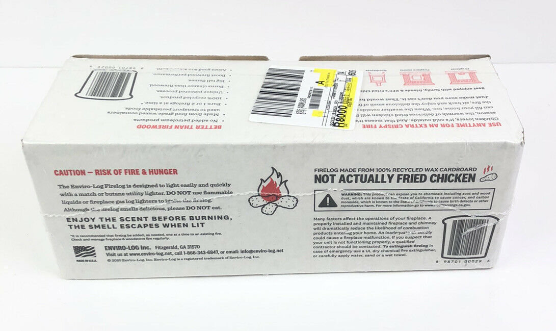 KFC Limited Edition 11 Herbs & Spices Fire Log by Enviro-Log Firelog New USA - Fresh Stock Dated December 2025