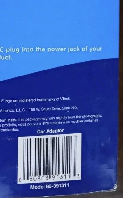 NIB VTech Car Charging Charger Adapter Adaptor -  White NEW - Fresh Stock Dated February 2026