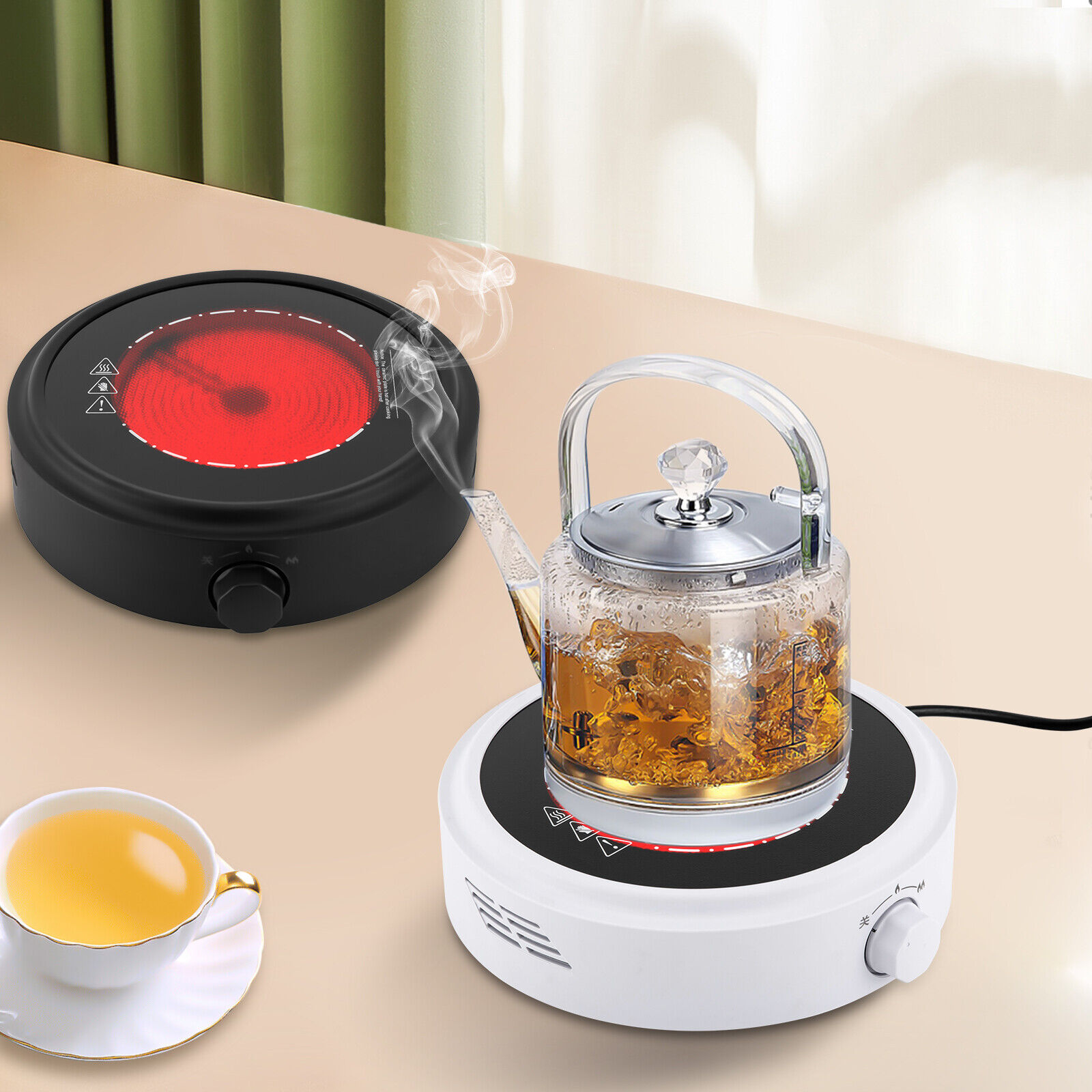 800W Electric Mini Stove Hot Plate Multifunctio Coffee Tea Heater Black / White - Fresh Stock Dated February 2026