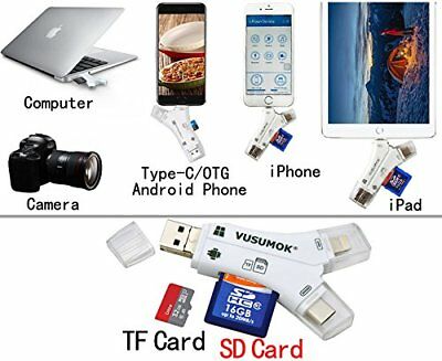 USB SD TF Card Reader 4in1 Adapter for iPhone X 8 7 6 5 s Plus iPad OTG Android - Fresh Stock Dated February 2026