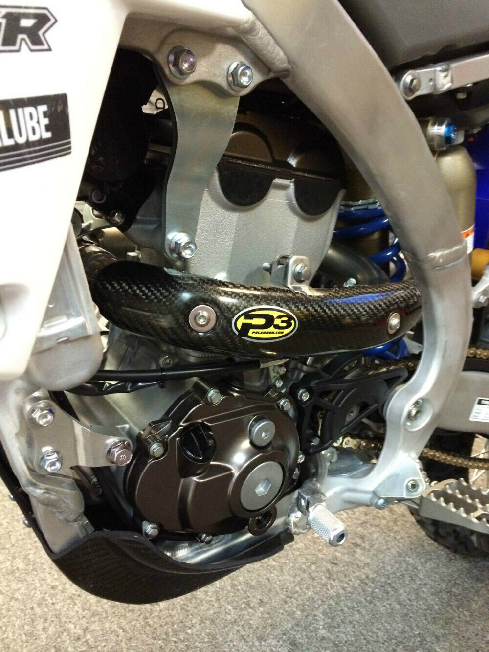 P3 Carbon Fiber 2 Piece Exhaust Header Heat Shield for Yamaha YZ450F 2014-2019 - Fresh Stock Dated February 2026