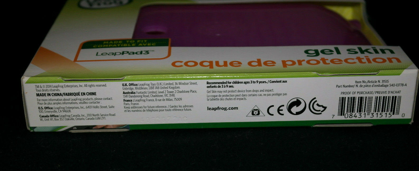 Brand New LEAP FROG LEAPPAD 3 GEL SKIN ACCESSORY *Purple* FREE SHIPPING - Fresh Stock Dated December 2025