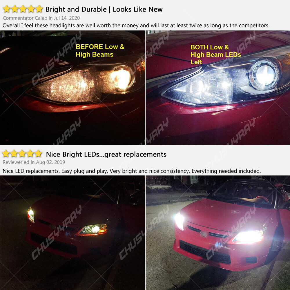 144W H7 Headlight For Kawasaki ZX10r 2004 2005 HID White Upgrade LED Bulb Lights - Fresh Stock Dated February 2026