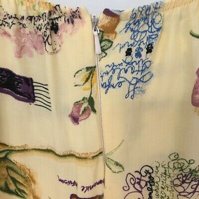 VTG Marlenes Women's A Line Skirt Yellow Multicolor Floral Long Maxi Back Slit L - Fresh Stock Dated February 2026