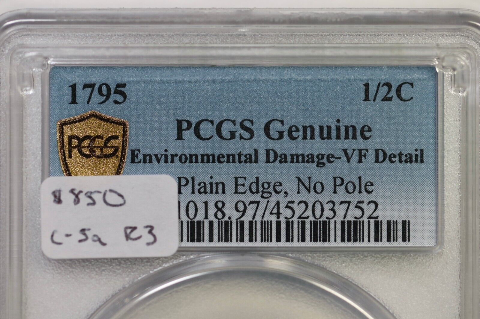 1795 C-5a R-3 PCGS VF Details Pl Edge, No Pole Liberty Cap Half Cent Coin 1/2c - Fresh Stock Dated February 2026