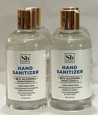Lot 4 Soapbox Hand Sanitizer 62% Alcohol Based Formula 12 OZ Aloe Vera *Citrus* - Fresh Stock Dated February 2026