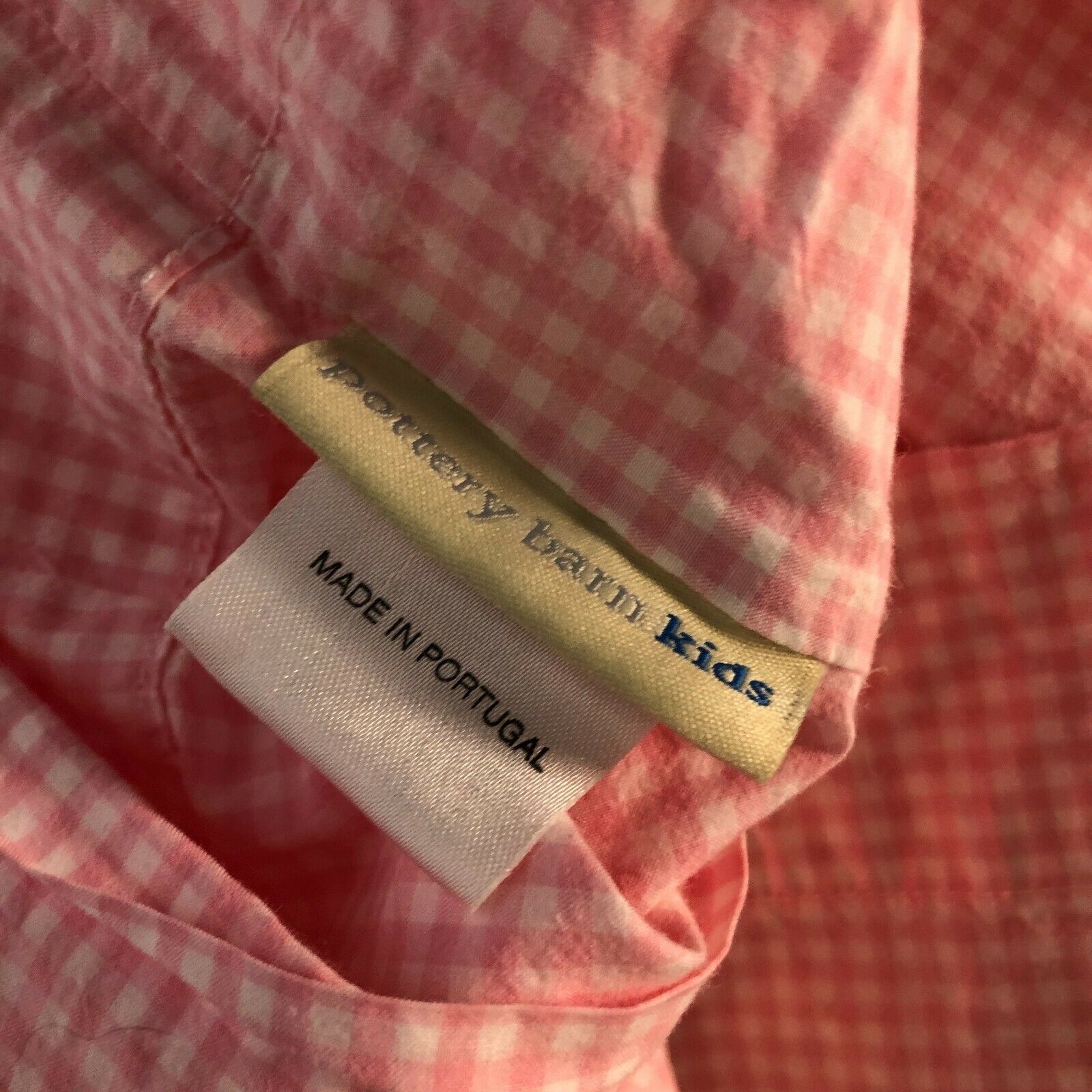 Pottery Barn Kids Pillow Cases Pink Gingham Plaid Girls Room PAIR - Fresh Stock Dated December 2025