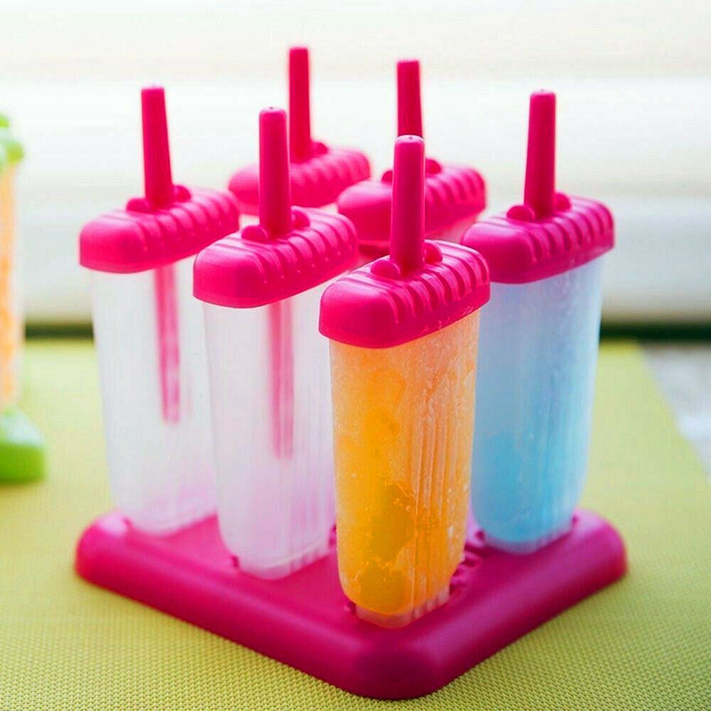 DIY Pop Frozen Mold 6 Cell Ice Cream Popsicle Maker Lolly Mould Tray Kitchen - Fresh Stock Dated February 2026